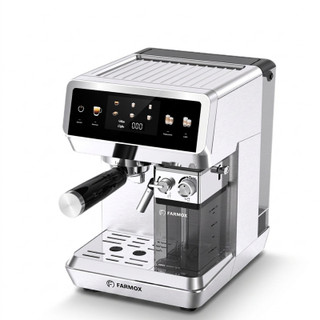 محصول نمونه تستی اسپرسوساز خانگی فارموکس مدل FX270 با مخزن آب 1500 میلیلیتر، فشار بخار 20 بار، صفحهنمایش لمسی و قابلیت تهیه اسپرسو، لاته و کاپوچینو تک و دبل
